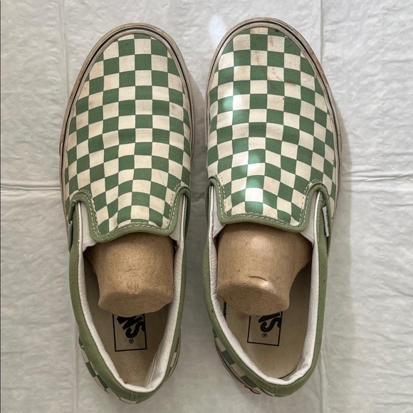 Vans Green and White Checkered slip ons - Picture 8 of 8
